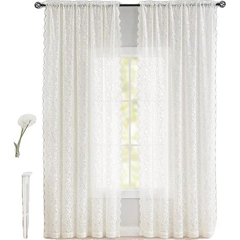 Cortinas, translúcidas, de tejido de punto, 140 x 183 cm, 1 pieza. (1/2)