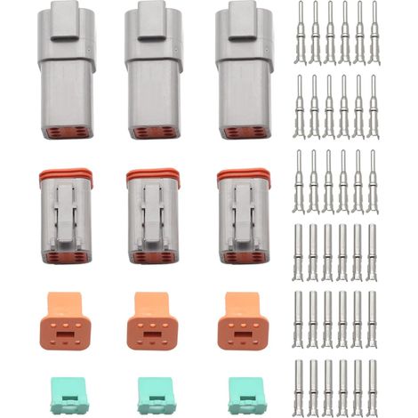 Juegos de conectores de 6 pines de la serie DT, conectores impermeables DT04-6P y DT06-6S, conectores para cables eléctricos continuos de 13 amperios y calibre 14-18 AWG. (1/5)