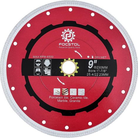 Diamond Tile Disc – 230 mm x 25.4 mm Diamond Saw Blade for Porcelain Ceramic Tiles Marble Granite Quartz with X Mesh Rim (1/5)