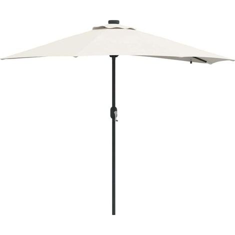 Parasol de jardin couleur sable, 294 x 150 x 223 cm, en polyester et acier. (1/5)