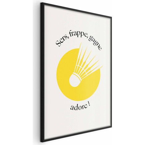 Poster – Badminton-Federball vor dem Hintergrund einer gelben Sonne (1/4)
