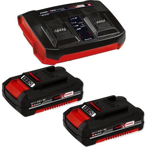 Einhell 18v Power X-Change Starter Kit 2x 2.0Ah Battery + Dual Port Twin Charger (1/5)