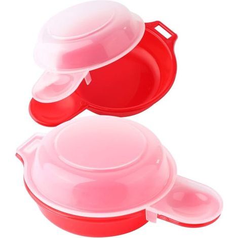 Set mit 2 Mikrowellen-Eierkochern – 1 Minute – Küchenhelfer für Hamburger-Omeletts (rot und transparent) (1/4)