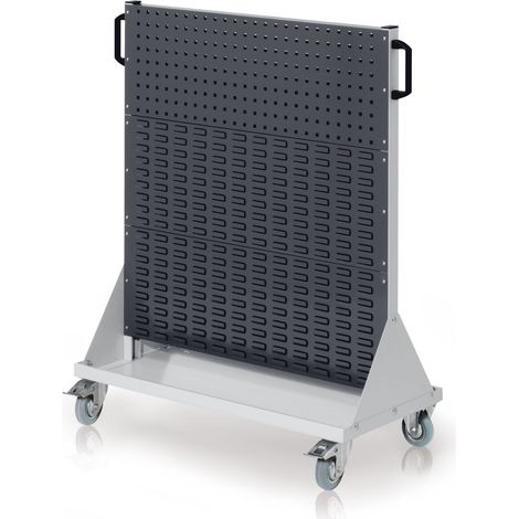 Kappes RasterMobil® mobiler Arbeitsplatzschrank Größe 3 1230x1000x500mm 2 Lochplatten 4 Schlitzplatten - anthrazitgrau