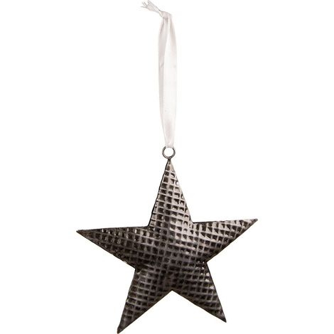 Pendentif Suspension Décorative Étoile de Noël en Fer Gris Style Campagne 8 x 8 cm - PANGIVO