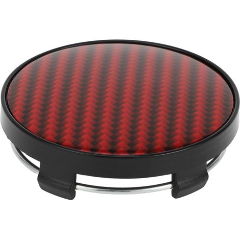 60mm 2.36 Inch Carbon Fiber Pattern Black Red Universal Car Wheel Hub Cap - Pack Of 1