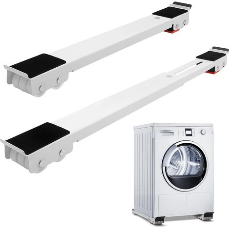 Base pour machine à laver avec roues de frein, chariot à laver avec roues, roues pour machine à laver, sèche-linge, réfrigérateur, charge 700 kg, longueur 45-72 cm (blanc) (1/5)