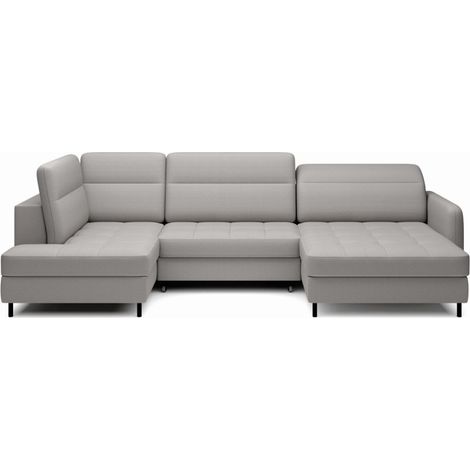 Divano ad angolo convertibile BERTHO 306 cm grigio – Angolo destro con contenitore (1/5)