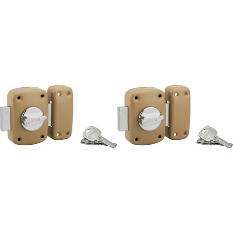 Thirard – Verrou à bouton Corvette – Lot de 2 pour porte d'entrée – Cylindre 45mm en acier – 6 clés – Époxy bronze