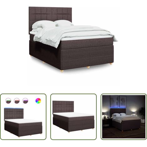 Matelas à ressorts ensachés - Sommier à lattes de lit avec matelas Marron foncé 140x190 cm (1/5)