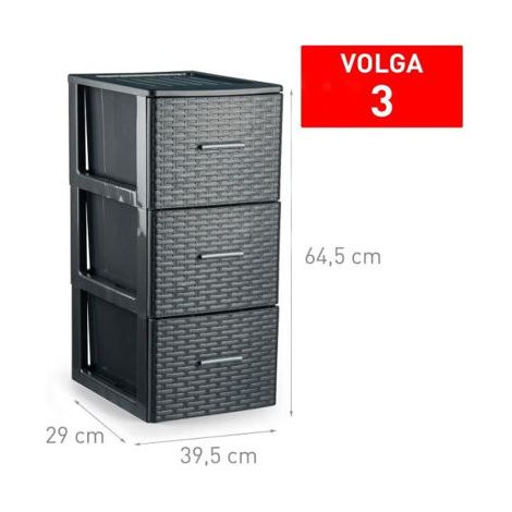 CAJONERA VOLGA RATTAN 3 CAJONES ANTRACITA