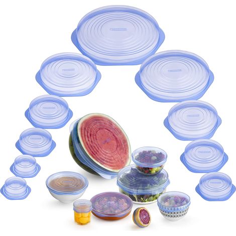Monix -10 coperchi in silicone riutilizzabili per alimenti, flessibili, durevoli e adattabili a varie forme (1/4)