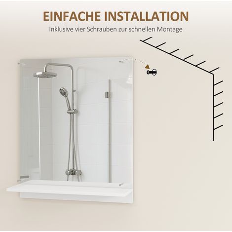 Miroir mural blanc 50x60 cm avec étagère, miroir de salle de bain pour entrée et couloir (1/5)
