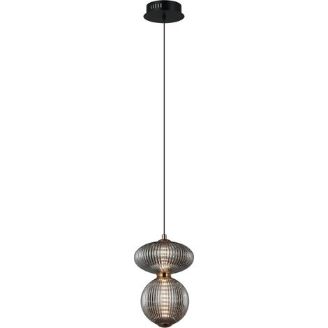 Lampada a sospensione NICO Italux vetro fumé nero LED 7W (1/2)