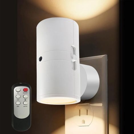 1 luz nocturna LED con enchufe, Luz nocturna con enchufe, sensor crepuscular, Luz nocturna LED de 3 colores, LED regulable, pasillo, Blanco (1/5)
