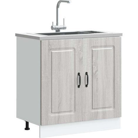 vidaXL Sink Base Cabinet "Kalmar" Grey Sonoma 80x46x81,5 cm Engineered Wood