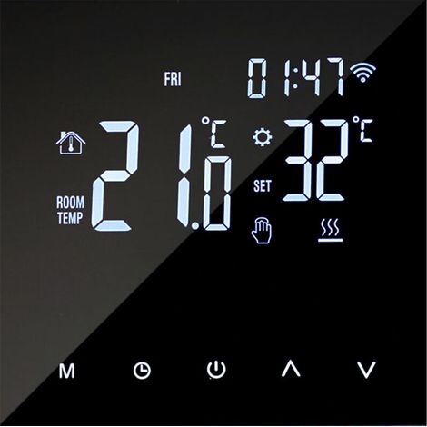 WiFi Smart Heating Thermostat Digital Temperature Controller Mobile Phone Control LCD Touchscreen Display Week Programmable Water Floor & Gas Boiler Antizez for Home S (1/5)