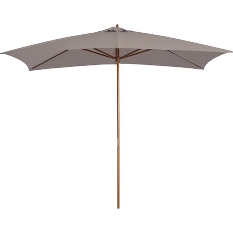 Parasol de jardin en bois imperméable 2 x 3 m avec housse amovible en polyester, gris (1/5)