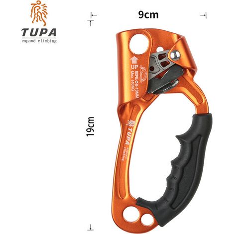 Certifié Main Ascendeur d'escalade Arbre Arboriste Rappel Gear Équipement Corde Pince pour 812 MM Corde--Orange [main droite]. (1/5)