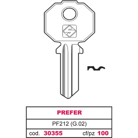 Silca CHIAVE OTTONE PF212 (G.VAC 0) PREFER 20.00 pz