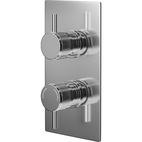 Circo Polished Chrome Concealed Twin Thermostatic Shower Valve with Half Knurled Control Handles - 1 Outlet (1/5)