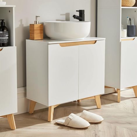 Under Sink Basin Unit Bathroom Storage Cupboard Shelving Furniture Unit White