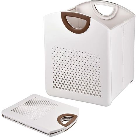 Cesto portabiancheria pieghevole bianco 32x22x38 cm, 27 litri, in plastica, da parete, con maniglia, robusto ed economico. (1/4)