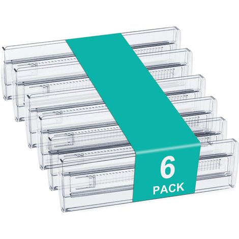 6 Pièces Séparateur de Tiroir Réglables Transparents, Longueur de 28,7 à 50,5 cm, Tiroir Coulissant pour Cuisine, Chambre, Bureau, Commode (1/5)