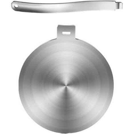 Plaque adaptatrice pour plaques de cuisson à induction, plaque adaptatrice en acier inoxydable avec poignée amovible pour cuisinières à gaz et plaques à induction (20 cm) (1/4)