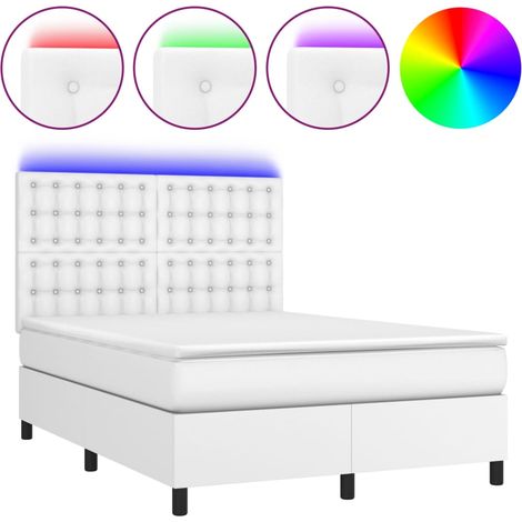 Maison Exclusive - Boxspringbett mit Matratze & LED Weiß 140x200