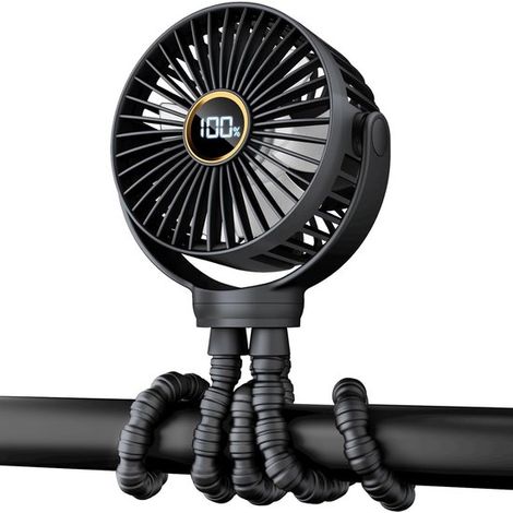 Ventilador portátil mini tipo palo para pantalones,Ventilador personal pequeño recargable,Gira 360°,3 velocidades,Negro,1 unidad (1/5)