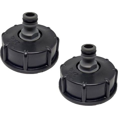 2 Pièces IBC Bouchon de Réservoir,S60x6 IBC Raccord/Bouchon Mamelon,1/2" Diamètre de Sortie,Diamètre D'entrée 60 mm pour Vanne de Tonne IBC - Noir (1/5)