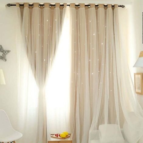 Rideau Occultant à Motif Étoiles Découpées - Double Couche - pour Chambre d\'Enfant - 1 Panneau 39.37"x78.74" (100x200cm)