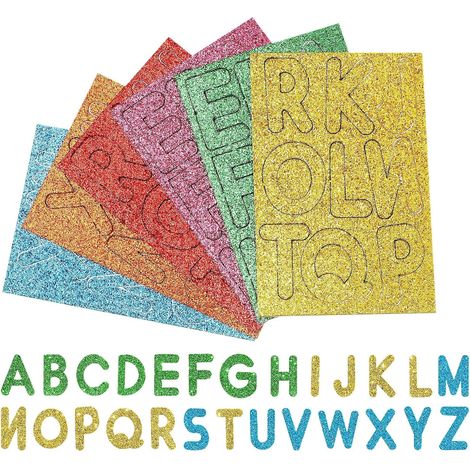 156 Self Adhesive Glitter Foam Letter Stickers Flexible and