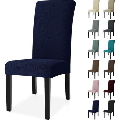 Stuhlhussen 2er Set, Stretch Hussen für Stühle, Waschbar, Blau (1/5)