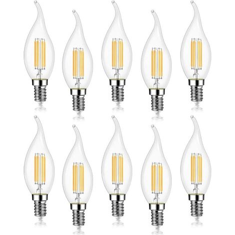 Lot de 10 4W Ampoule de Filament LED E14 470LM Flamme Bougie 2700K Blanc Chaud, Non-Dimmable, Angle de Faisceau 360° (1/4)
