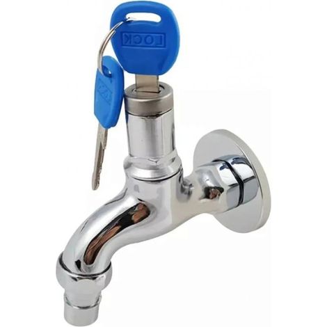 Robinet d'évier en alliage fileté 1/2 pouce avec verrouillage à clé, robinet extérieur verrouillable, adapté à la machine à laver (1/5)