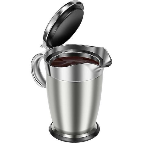 Saucière isotherme en acier inoxydable 304, 750 ml, à double paroi, avec couvercle et poignée pliables. (1/5)