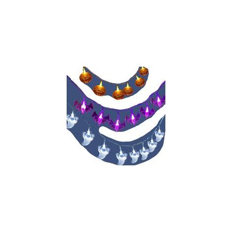 Guirlande lumineuse LED 3 pièces en forme de chauve-souris, citrouille et fantôme - Voir les remarques (1/5)