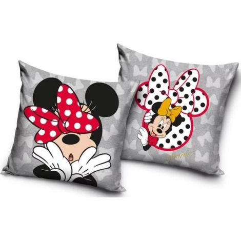 Taie D'Oreiller - 40x40 Cm - Effet Velours - Noeud A Pois Reversible - 1 Unite