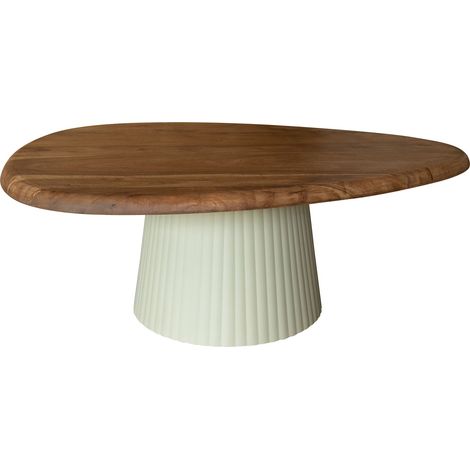 Table basse en bois d'acacia et pied en métal écru (1/4)
