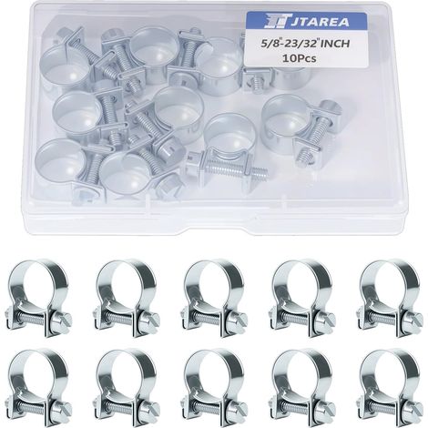 16-18MM Mini Collier de Serrage pour Tuyau Réglables Collier Durite Essence Colliers de Serrages Metallique pour Conduite de Carburant Tuyau D'échappement (1/5)