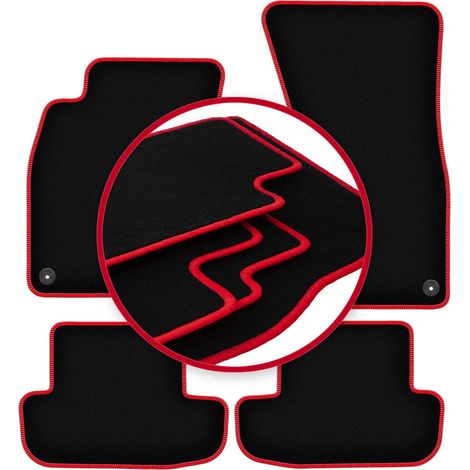Alfombrillas de terciopelo con borde rojo para Audi A5 8T Coupé (2008-2018) (1/5)