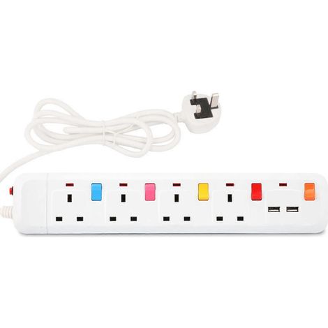 Câble d'extension avec port USB, prise de courant à 4 broches avec interrupteur indépendant, longueur de câble de 1,8 mètre, convient à une utilisation à domicile et au bureau. (1/4)