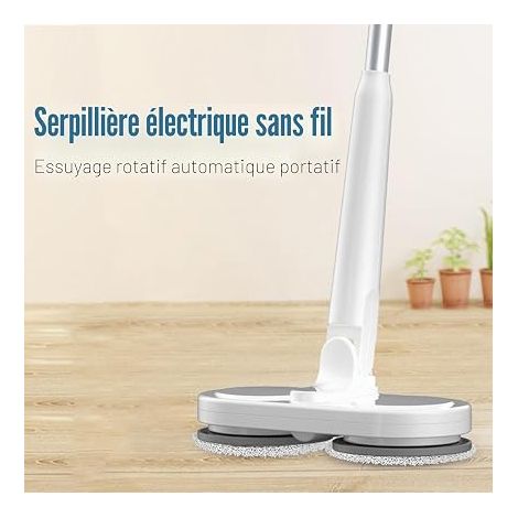 Double Mop Self Propelled Efficient Rechargeable Spin for Daily Floor Cleaning Laminate Tile Hardwood Cordless Electric Mop for Cleaning (1/4)