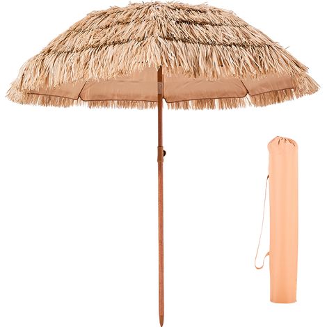 Mophorn Hawaiian Strohschirm, 2 m neigbarer Sonnenschirm mit PP-Stroh und 8 stabilen Metallstreben, ideal für Strand, Terrasse, Poolbereich, Garten und Hinterhof