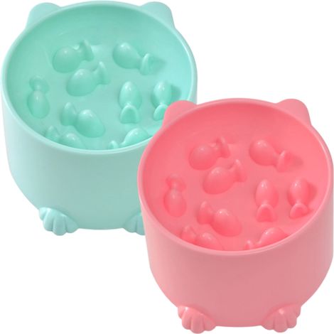 Gamelle Anti-glouton - Surélevée - Pour Chat Et Petit Chien - 12,5 X 8,5 Cm - Lot De 2 (1/5)