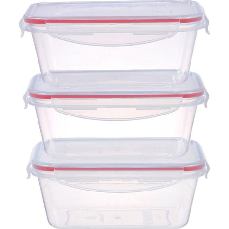 Pack de 3 táperes herméticos de plástico 1L