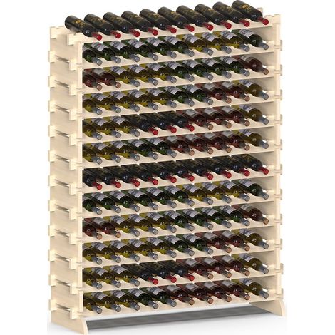 Cave à vin en Bois avec 120 Compartiments Porte-Bouteilles de vin, Champagne, Porte-Bouteille de Terre, Cave d'angle Bar pour Salon, Cuisine, bistrot, Restaurant 110 x 35 x 140 cm (1/5)