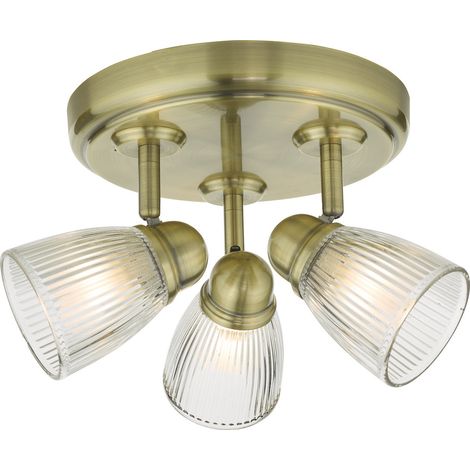 DAR CEDRIC - Spotlight Spotlight Laiton Antique Verre IP44, 3x G9 (1/5)